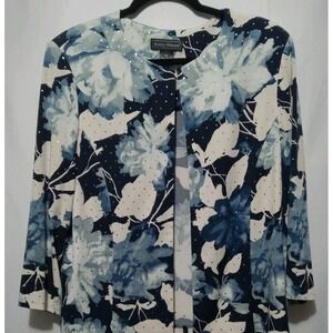 Jessica Howard Floral & Sequin Floral Top Hook Open Front Blazer Size 16
